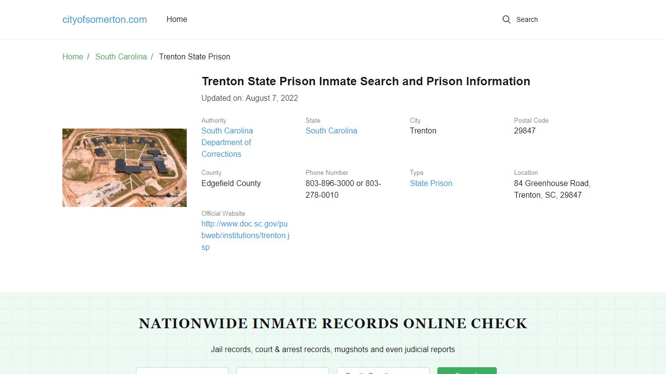 Trenton State Prison Inmate Search and Prison Information