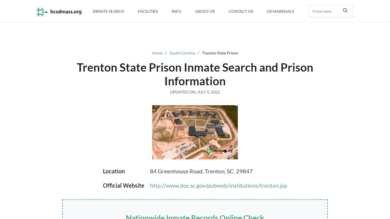 Trenton State Prison Inmate Search and Prison Information - Hampden County