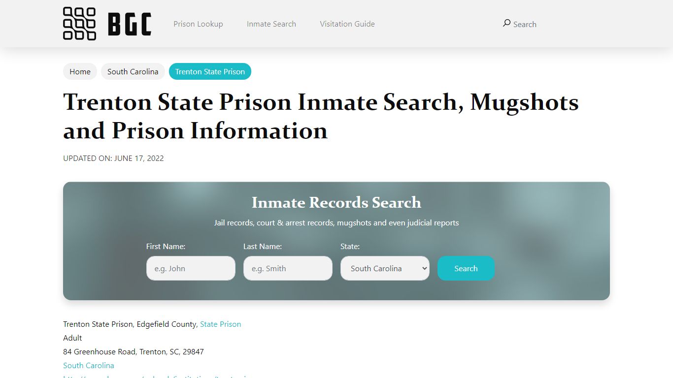 Trenton State Prison - bgcprisonministries.com